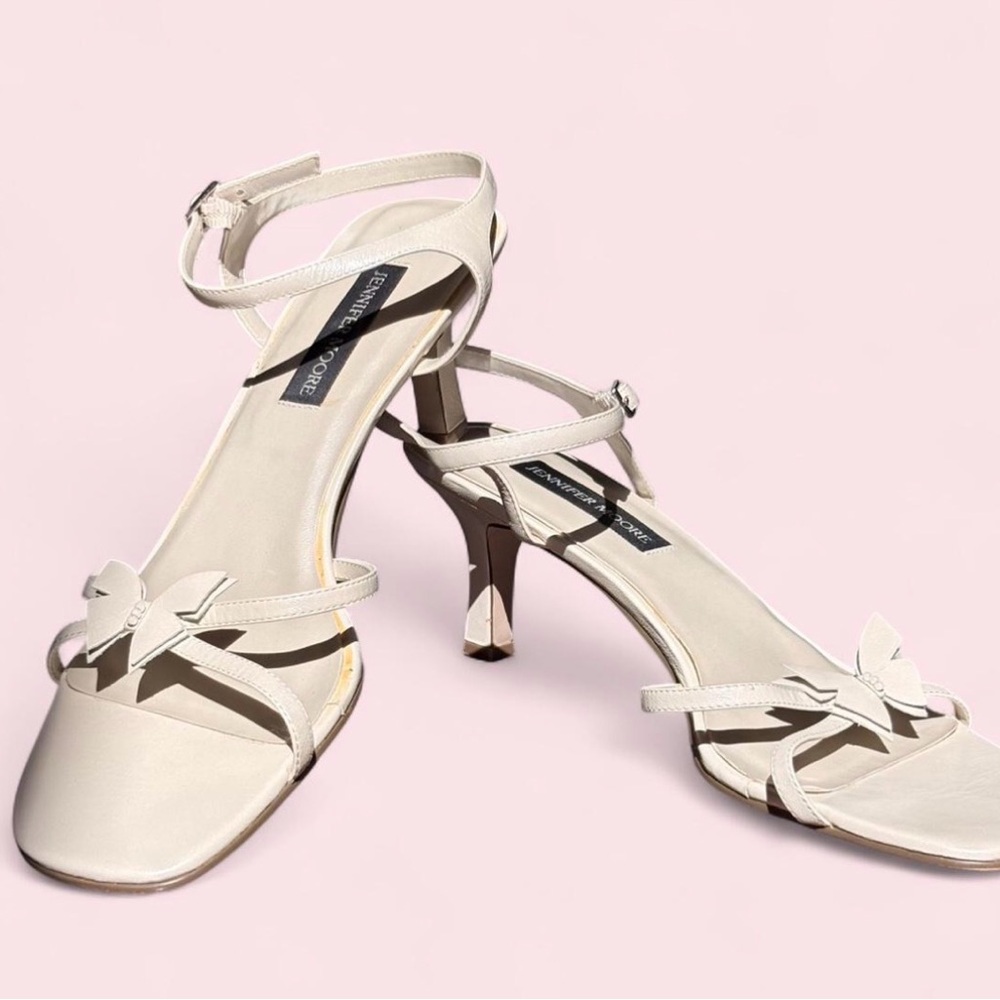 Butterfly Cream Leather Strappy Heels
